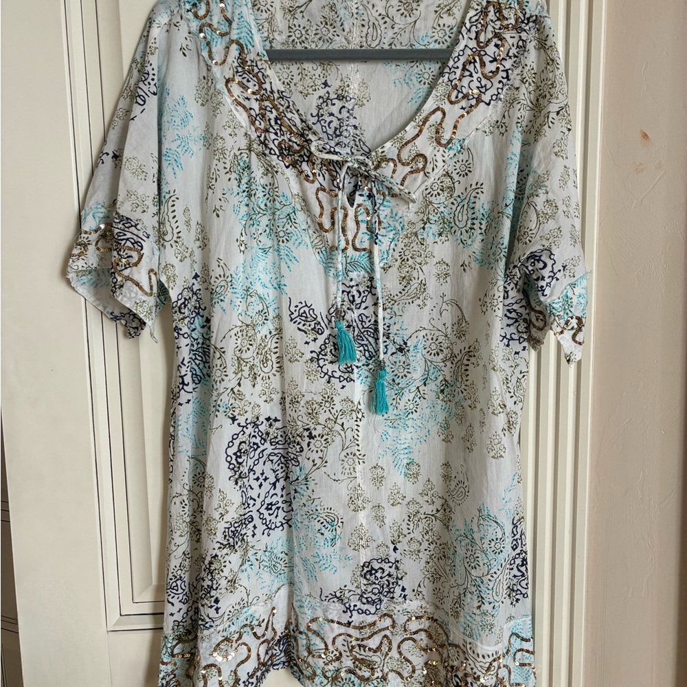 Soft Surroundings Embroidered Tassel Boho Top – XL